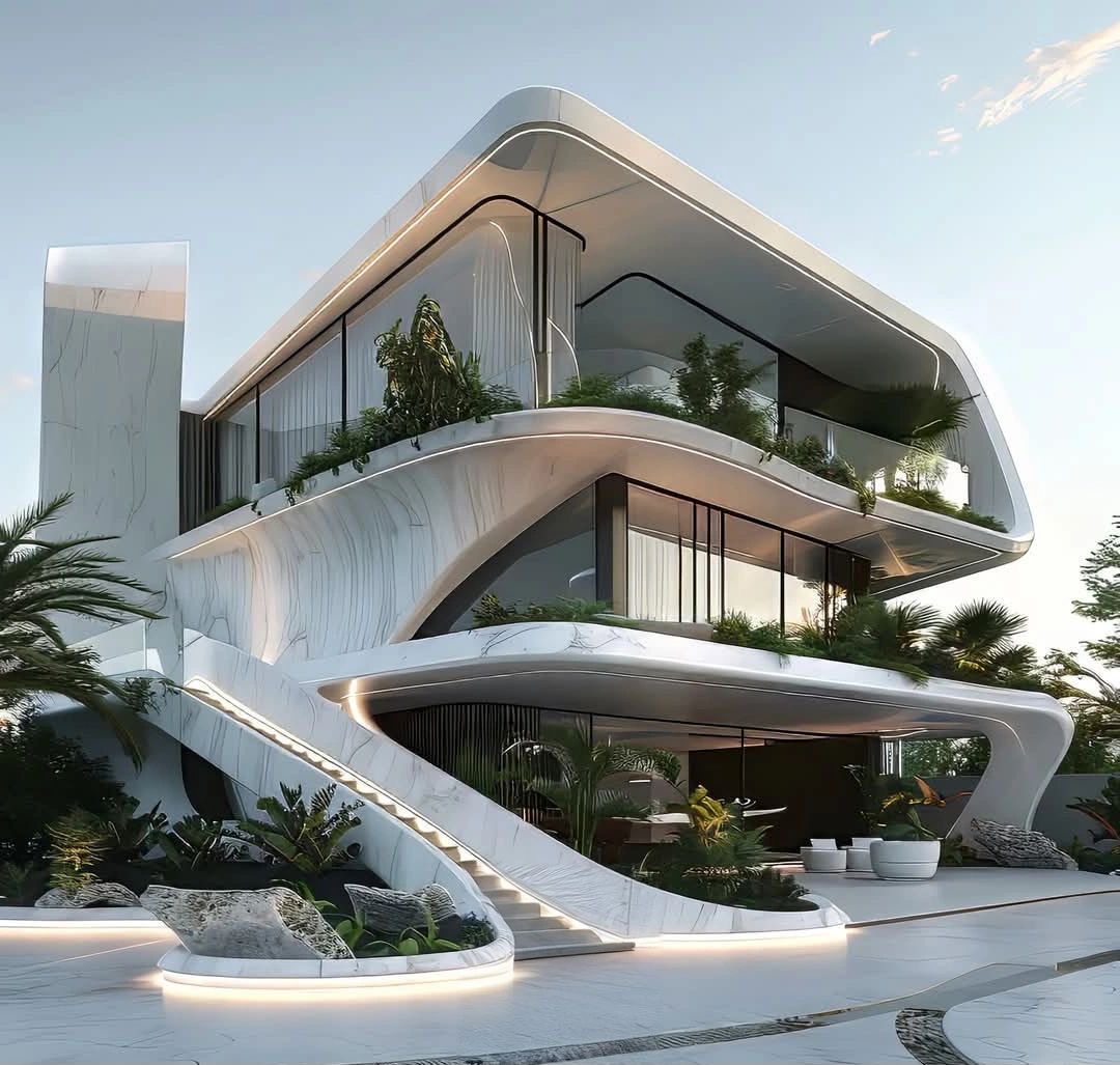 Biophilic futuristic villa architecture in Chandigarh - AA House