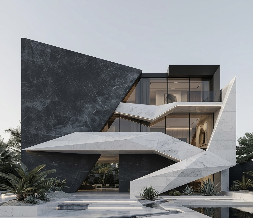 Luxury modern geometric residence architecture in Chandigarh by Cypher Designs - MT House