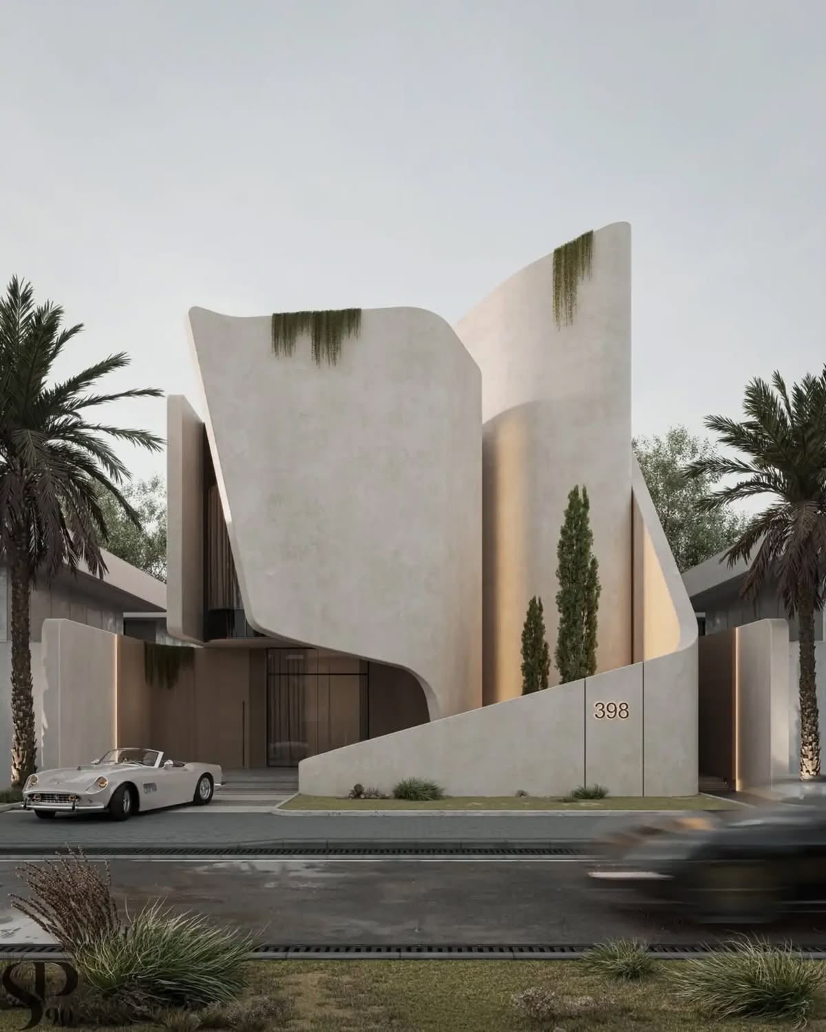 Organic curved monumental architecture in Chandigarh - AC House
